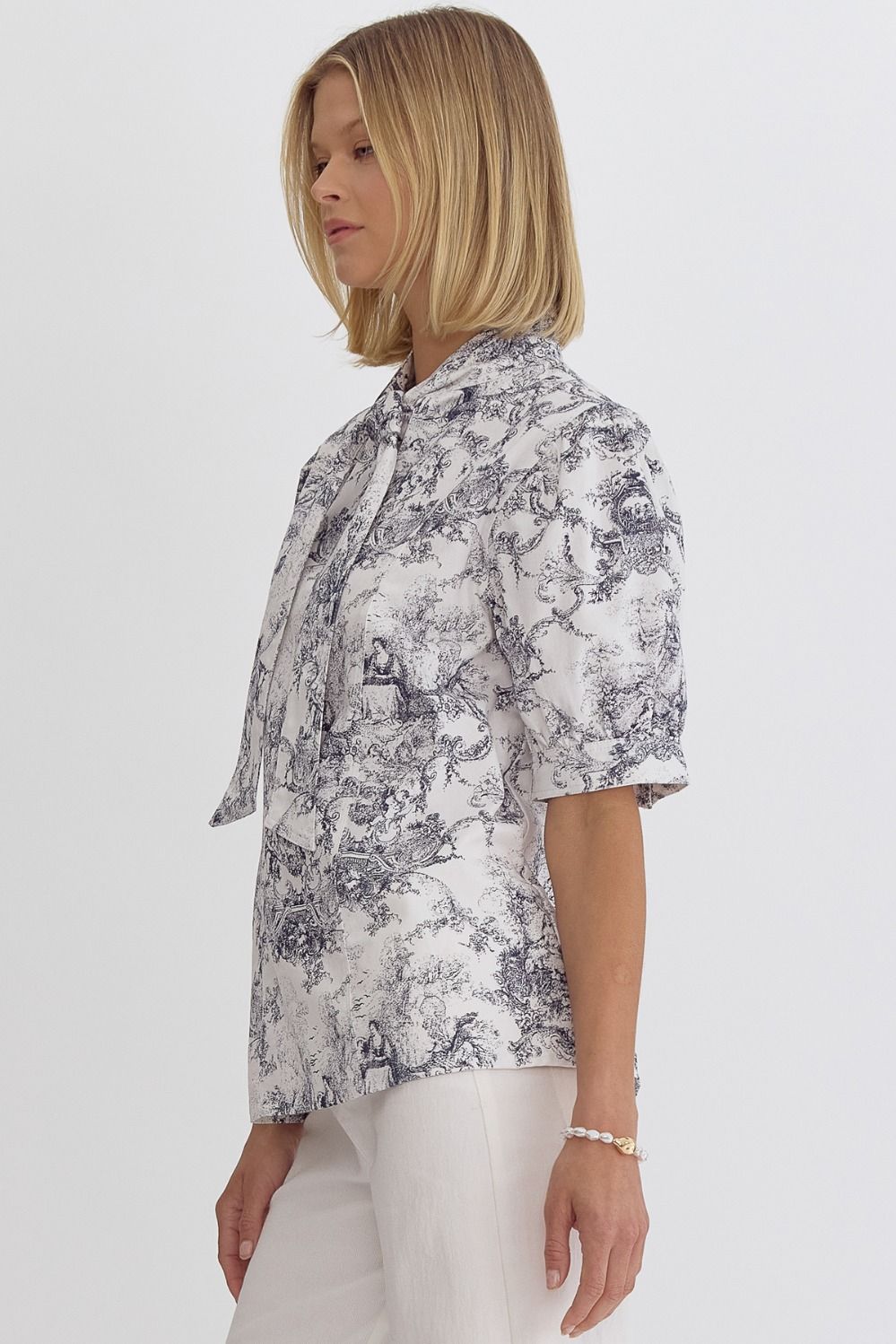 Antique Printed Self Tie Blouse