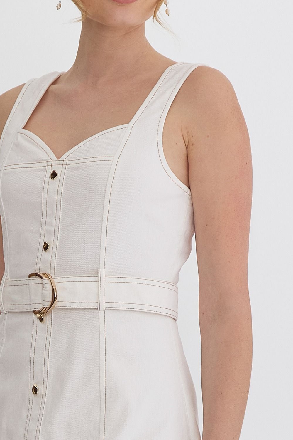 Ivory Denim Sweet Heart Midi Dress