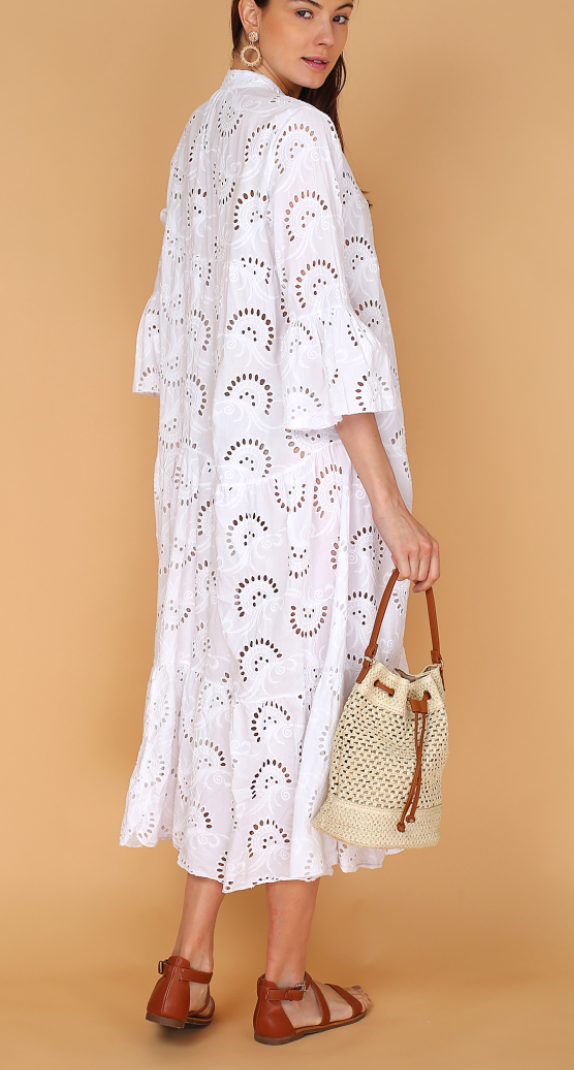 White English Embroidery Dress | Made in ITALY