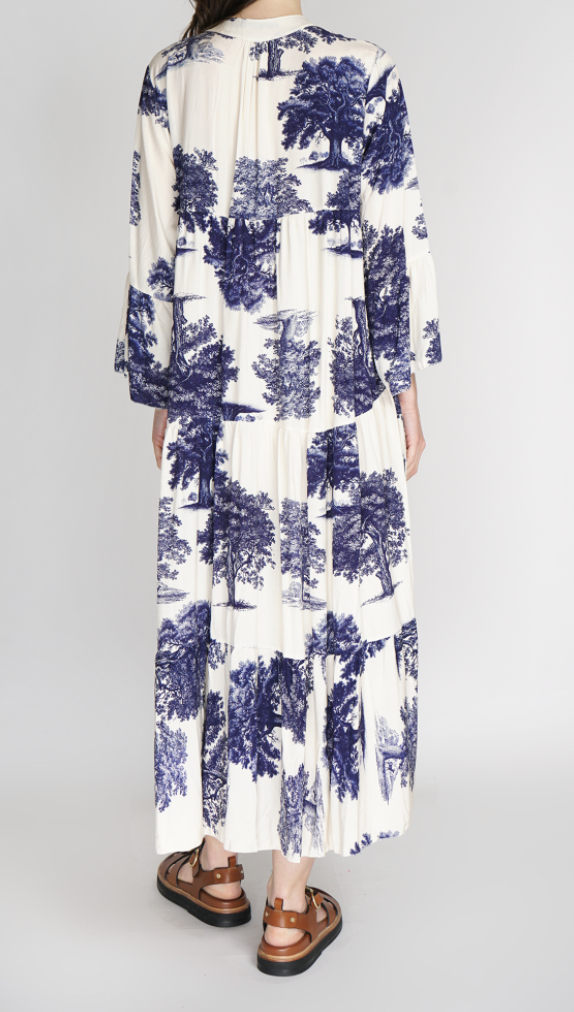 Blue & White Printed Button Dress | Made in ITALY