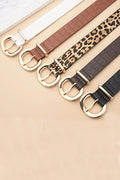 Brown Pattern Gold Round Buckle Belt