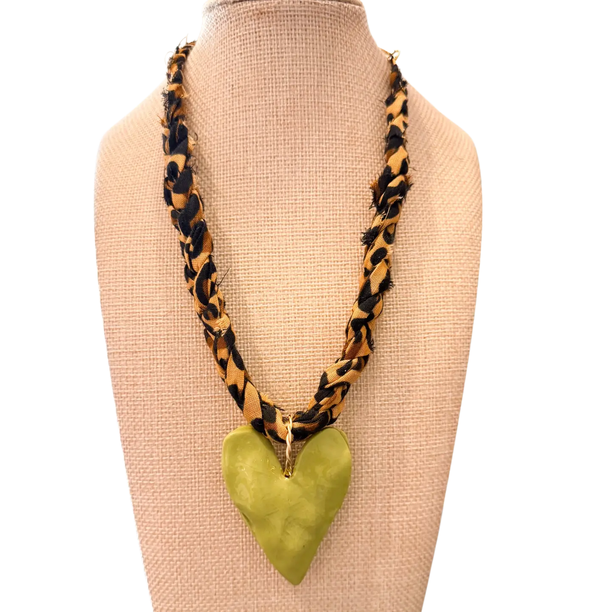 Chunky Leopard Bandana with Chartreuse Heart