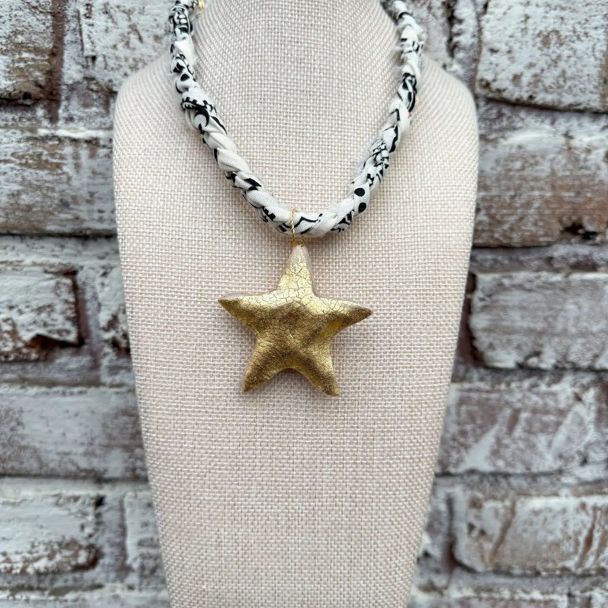 Chunky Cream Bandana with Gold Leafed Star