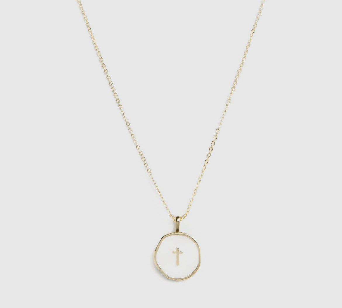 Tiny White Cross Necklace