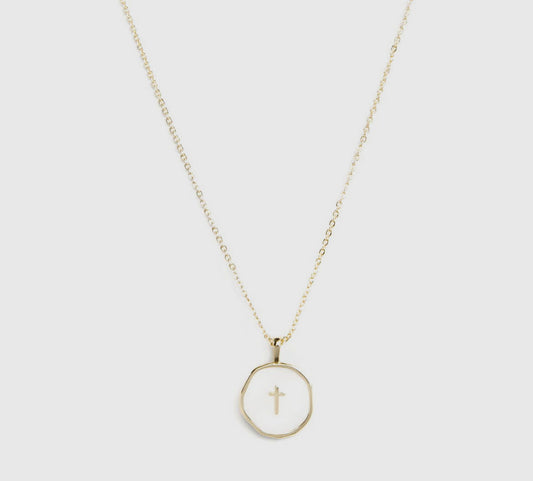 Tiny White Cross Necklace