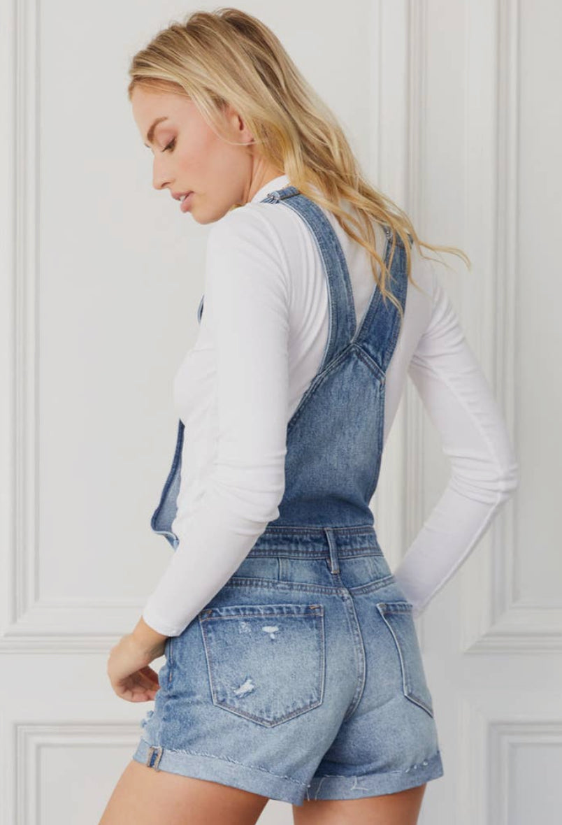 Overall Denim Shorts