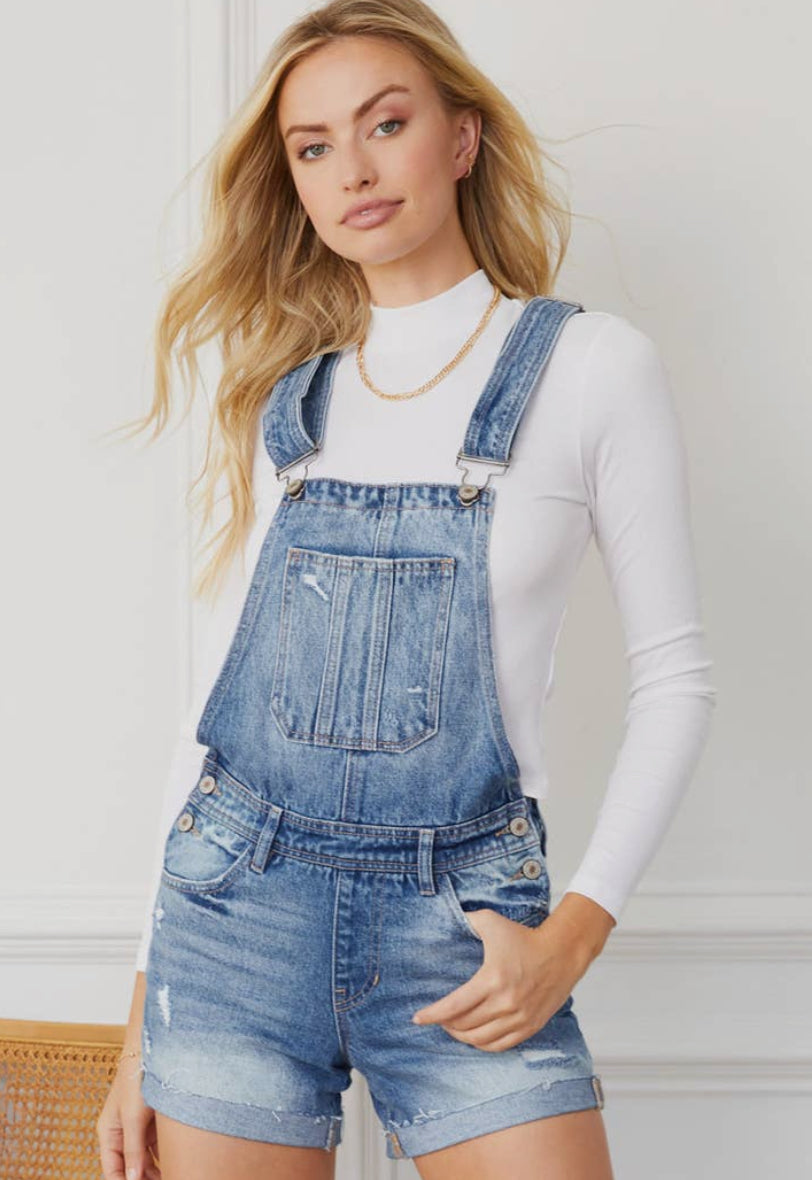 Overall Denim Shorts