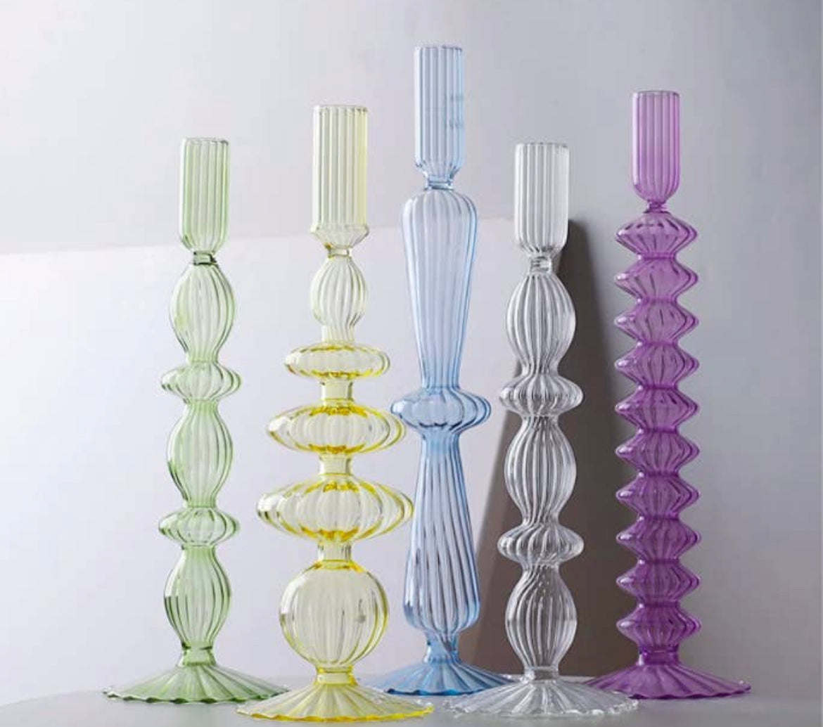 Lace Taper Glass Candlestick Holder
