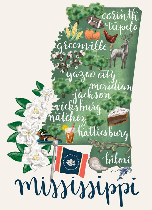 Mississippi Stretched Canvas State Map / Jetty Home