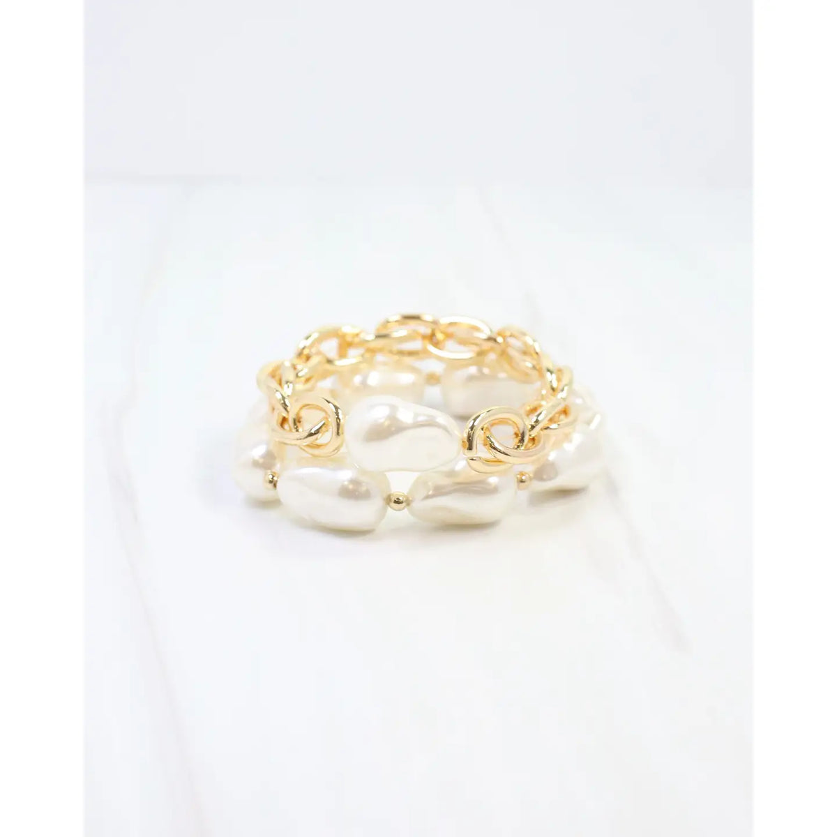 Rosey Pearl Bracelet Set Gold