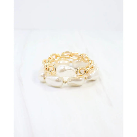 Rosey Pearl Bracelet Set Gold