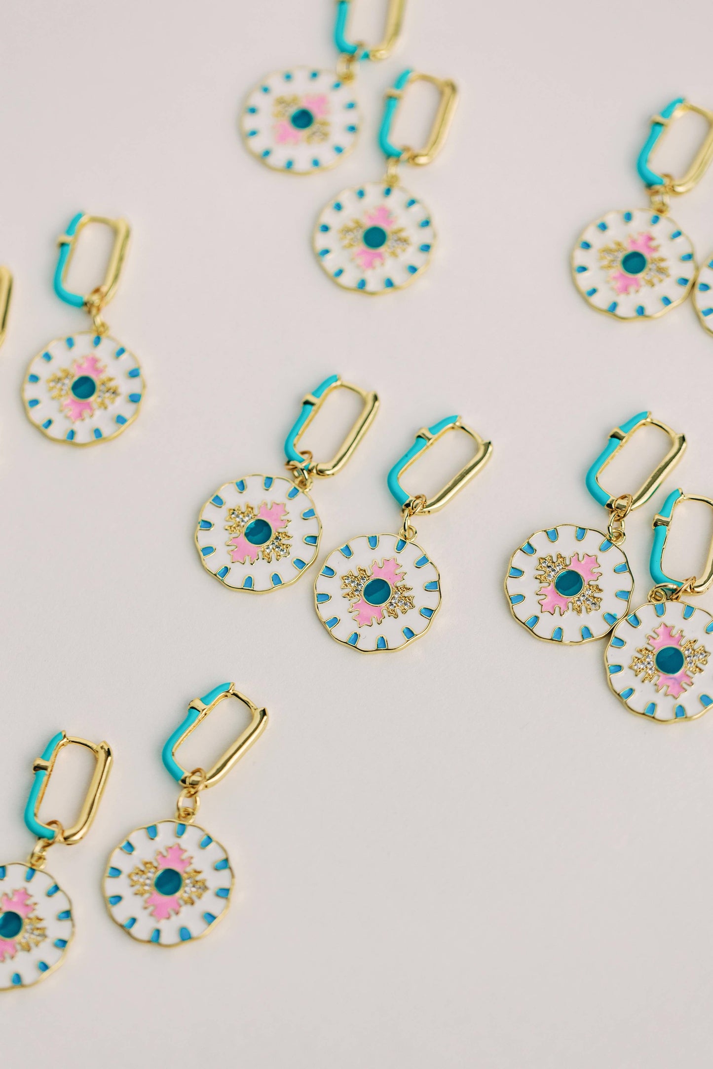 Capri Tile Enamel Charm Statement Earrings