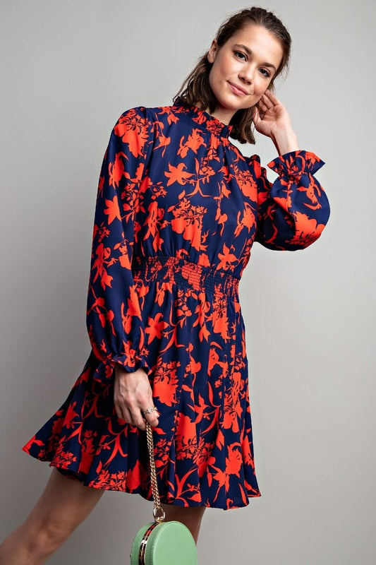 Challis Smocked Printed Dress