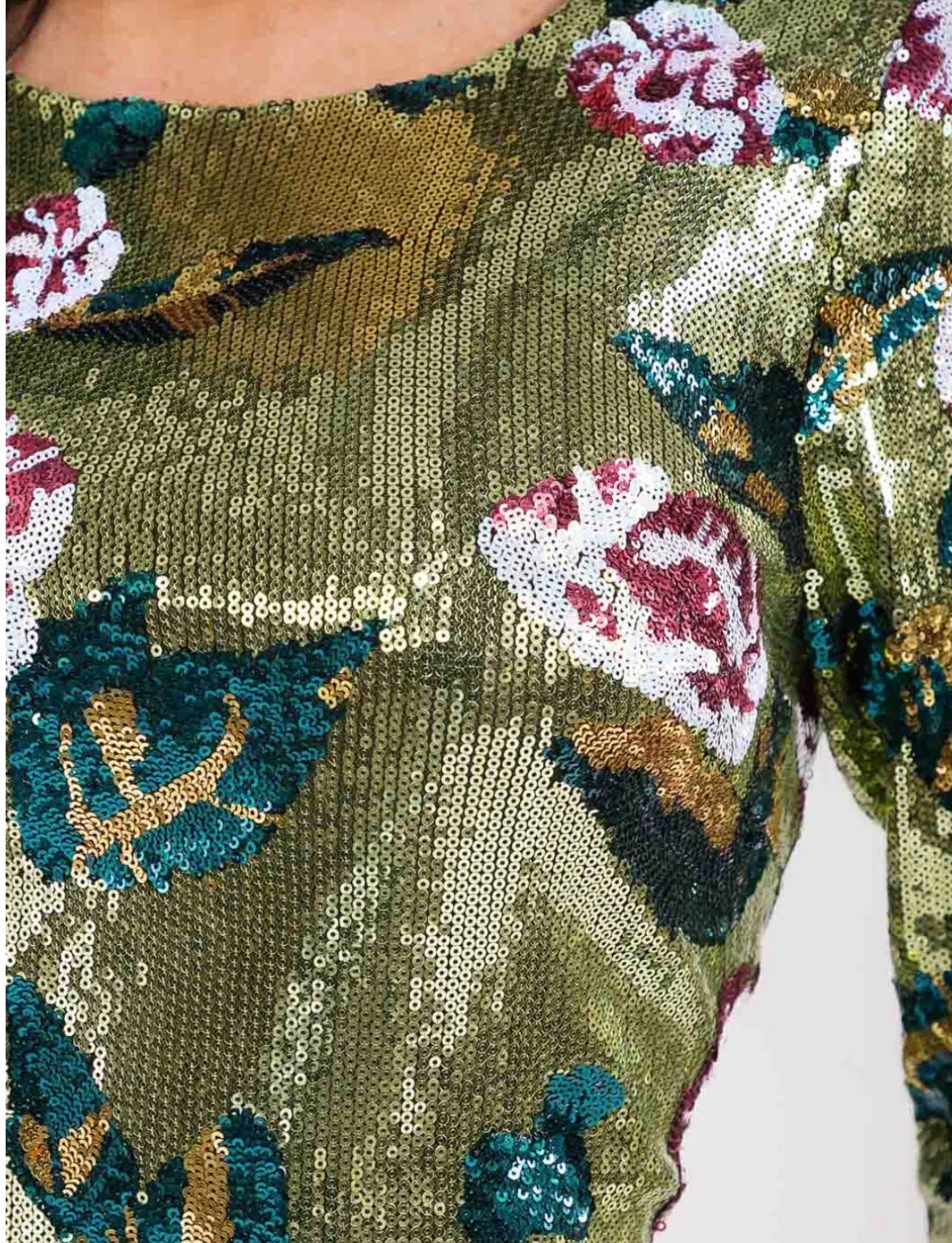 Bodycon Floral Sequin Blouse