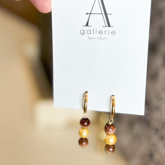 Mother of Pearl & Goldstone Earrings
