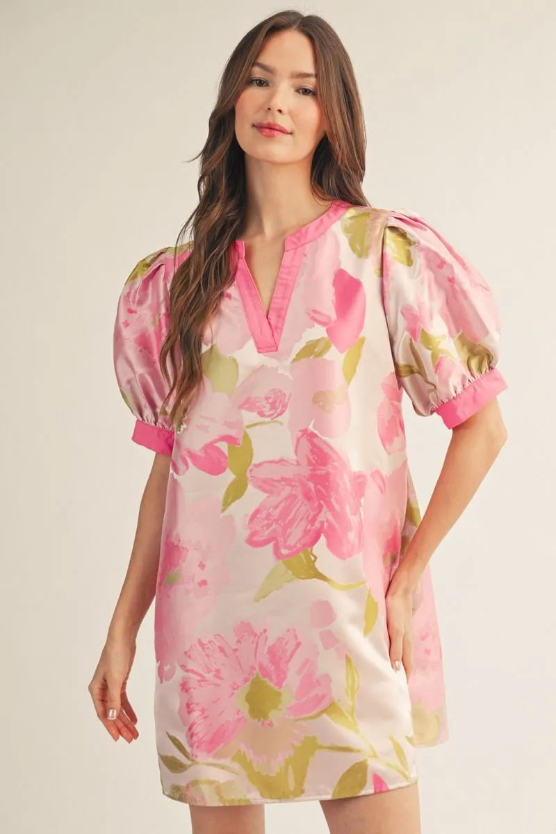 Bubble Gum Floral Jacquard Dress