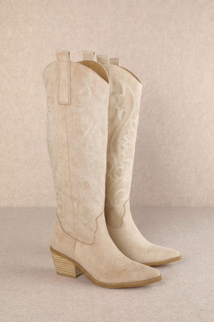 Giada  Embroidered Knee high cowgirl Boots