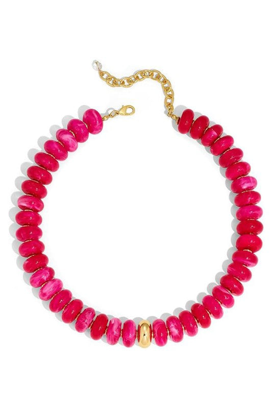 Gold Accent Candy Beaded Stackable Necklace