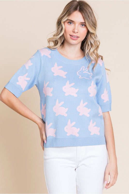 Sky Blue Bunny Sweater