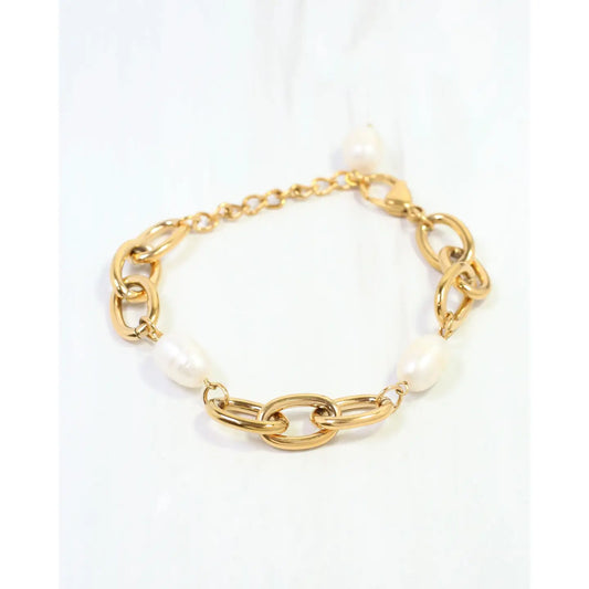 Colleen Pearl Link Bracelet Wp Gold
