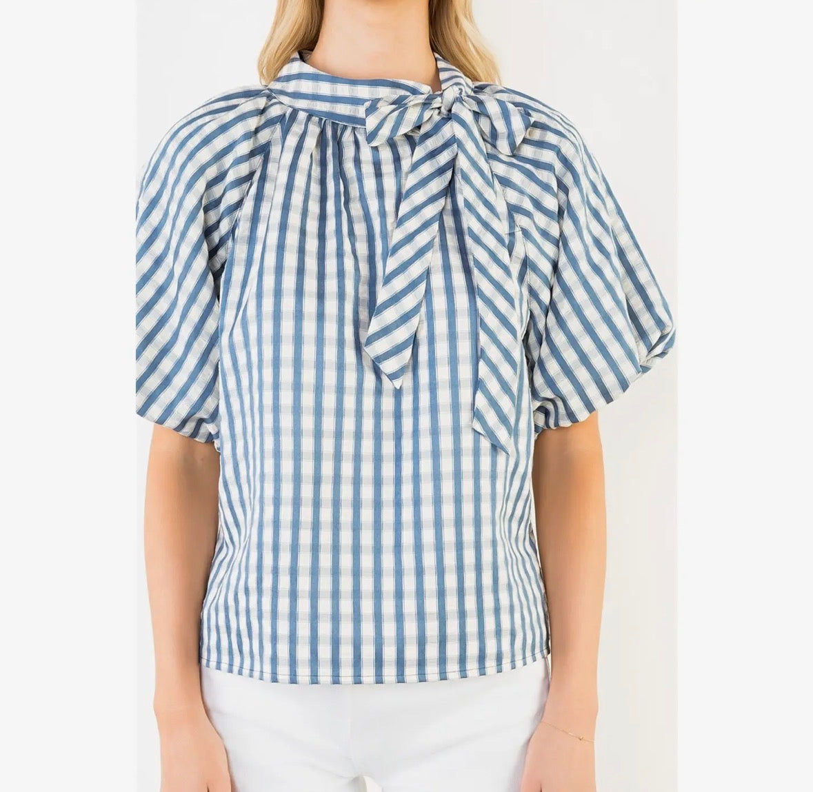 Gingham Neck Tie Top