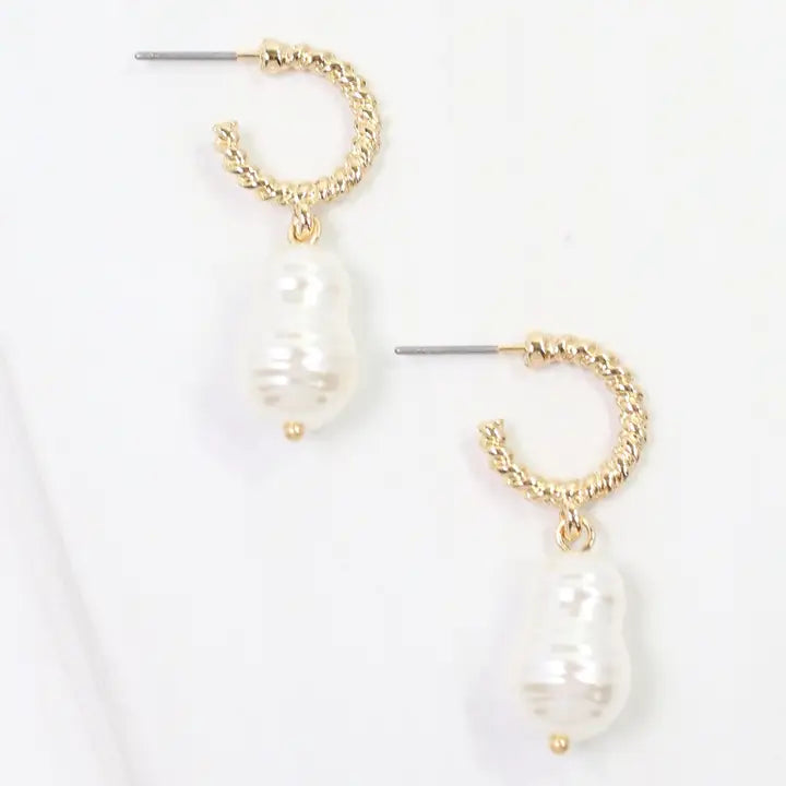 El Reno Baroque Pearl Hoop Earring