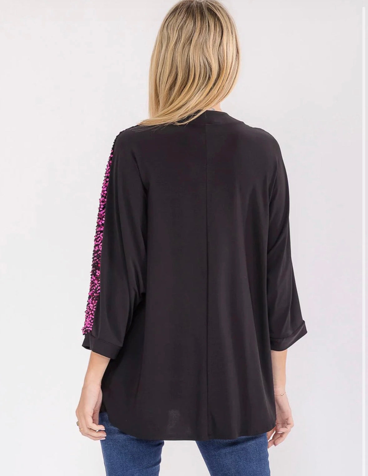 Purple Sequin Party V-Neck
