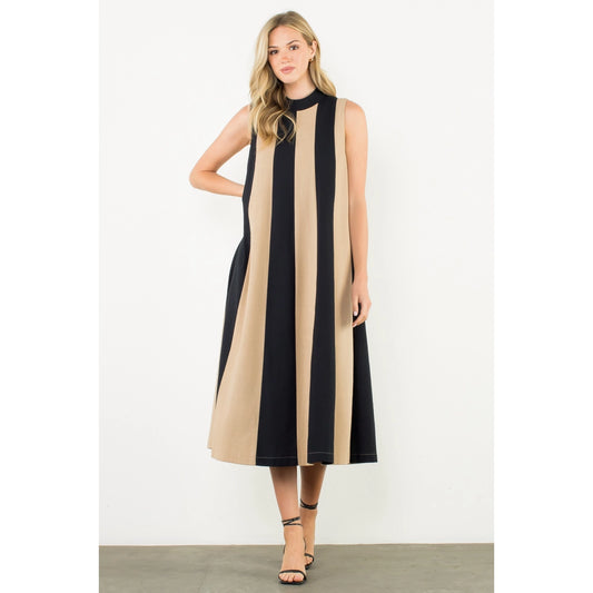 Sleeveless Colorblock Maxi Dress
