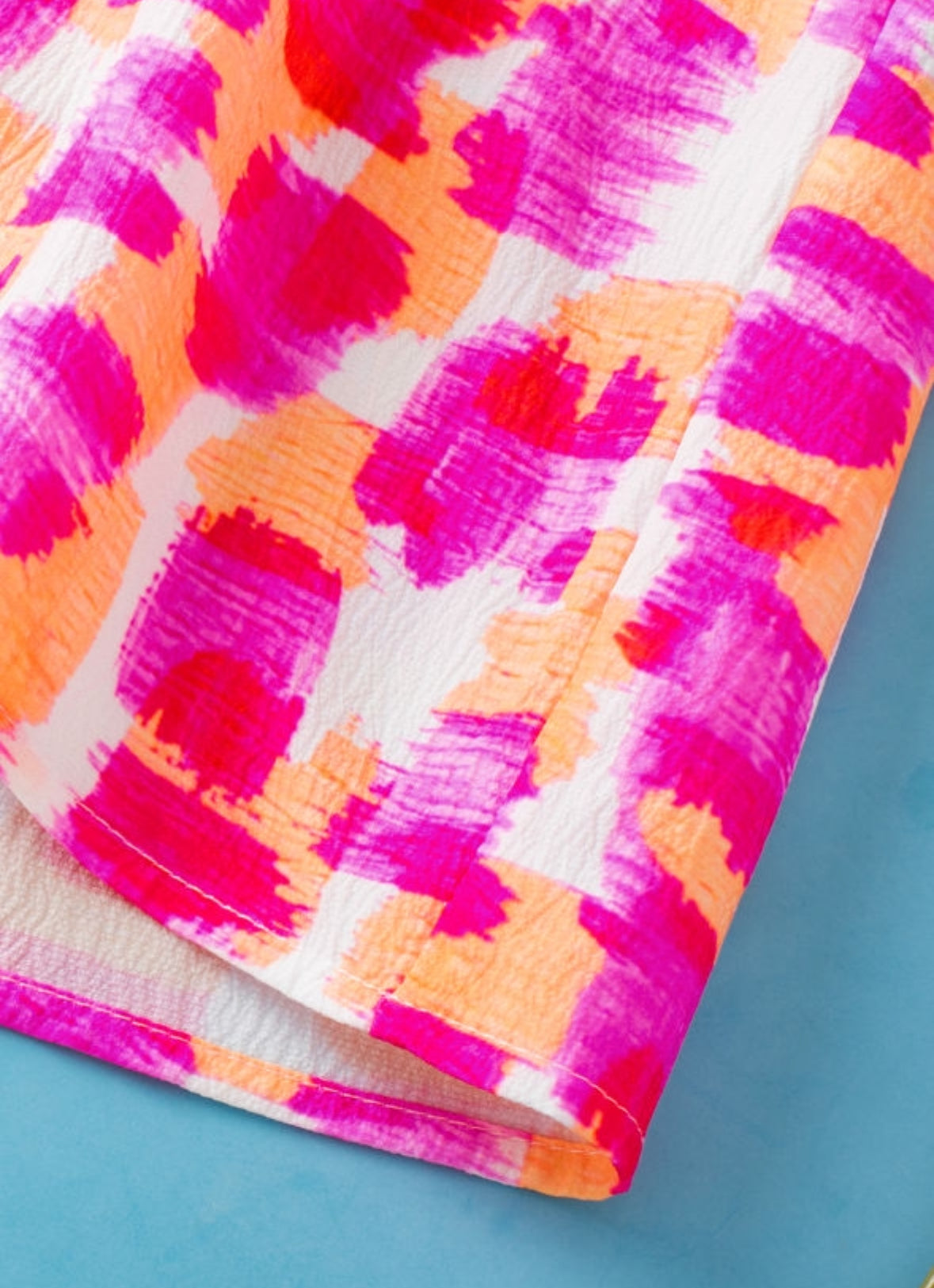 Pink + Orange High Neck Vivid Blouse