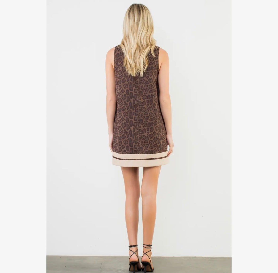 Sleeveless Suede Leopard Dress