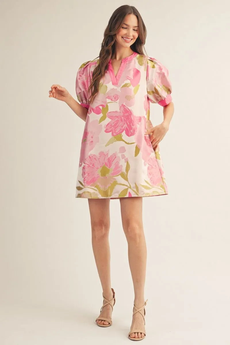 Bubble Gum Floral Jacquard Dress