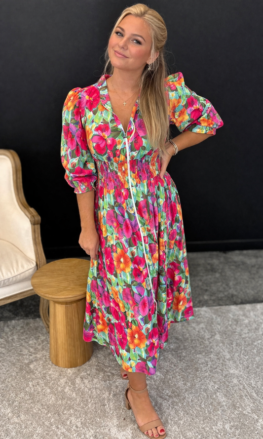 Floral Zip Front Maxi Dress