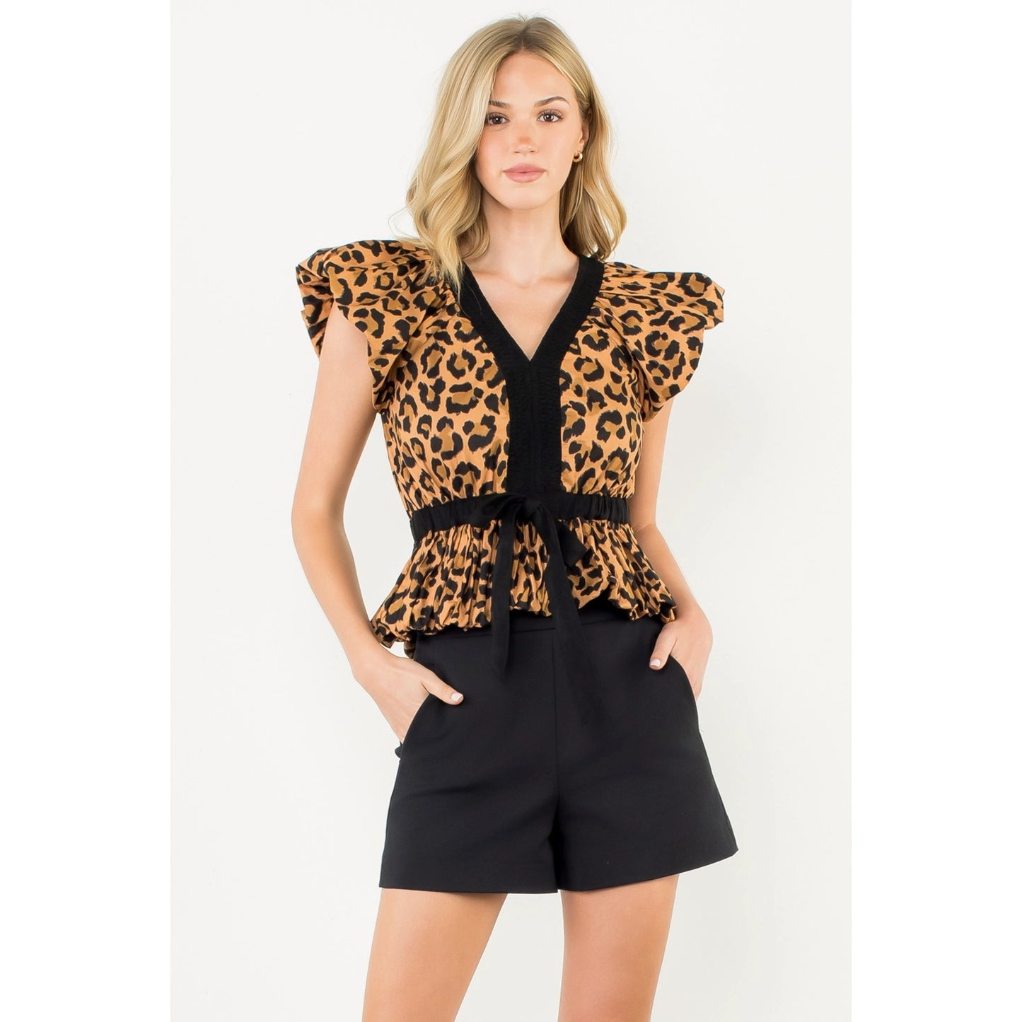 Puff Sleeve Cheetah Print Top