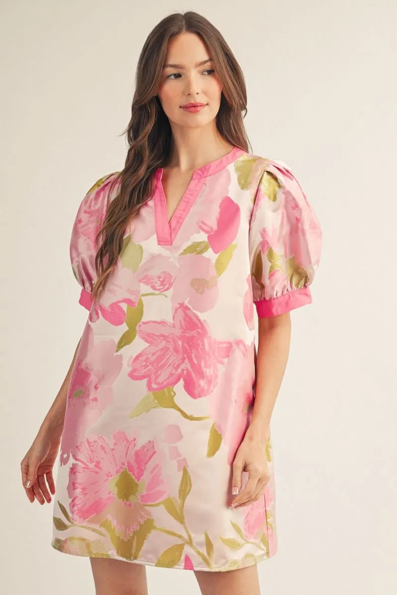 Bubble Gum Floral Jacquard Dress
