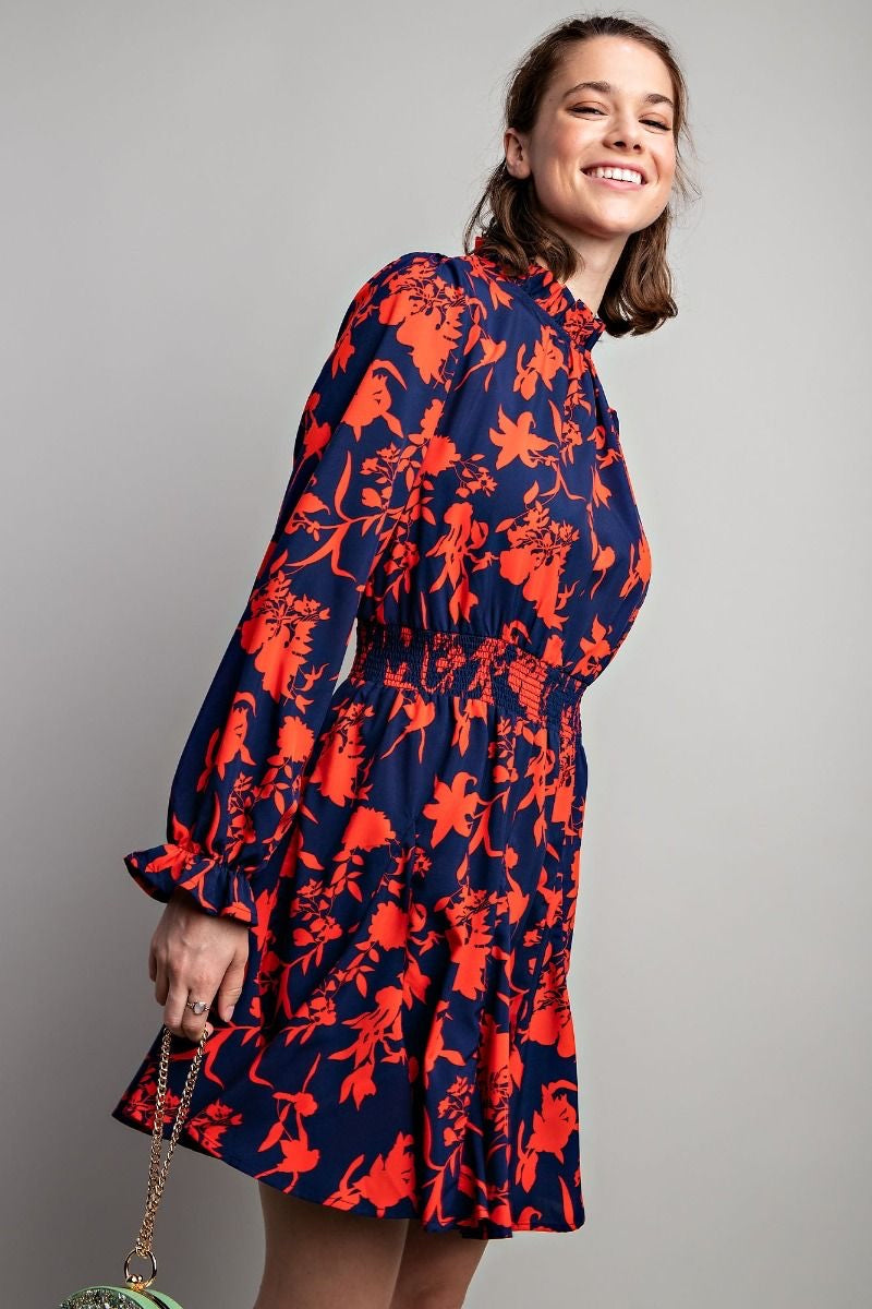 Challis Smocked Printed Dress