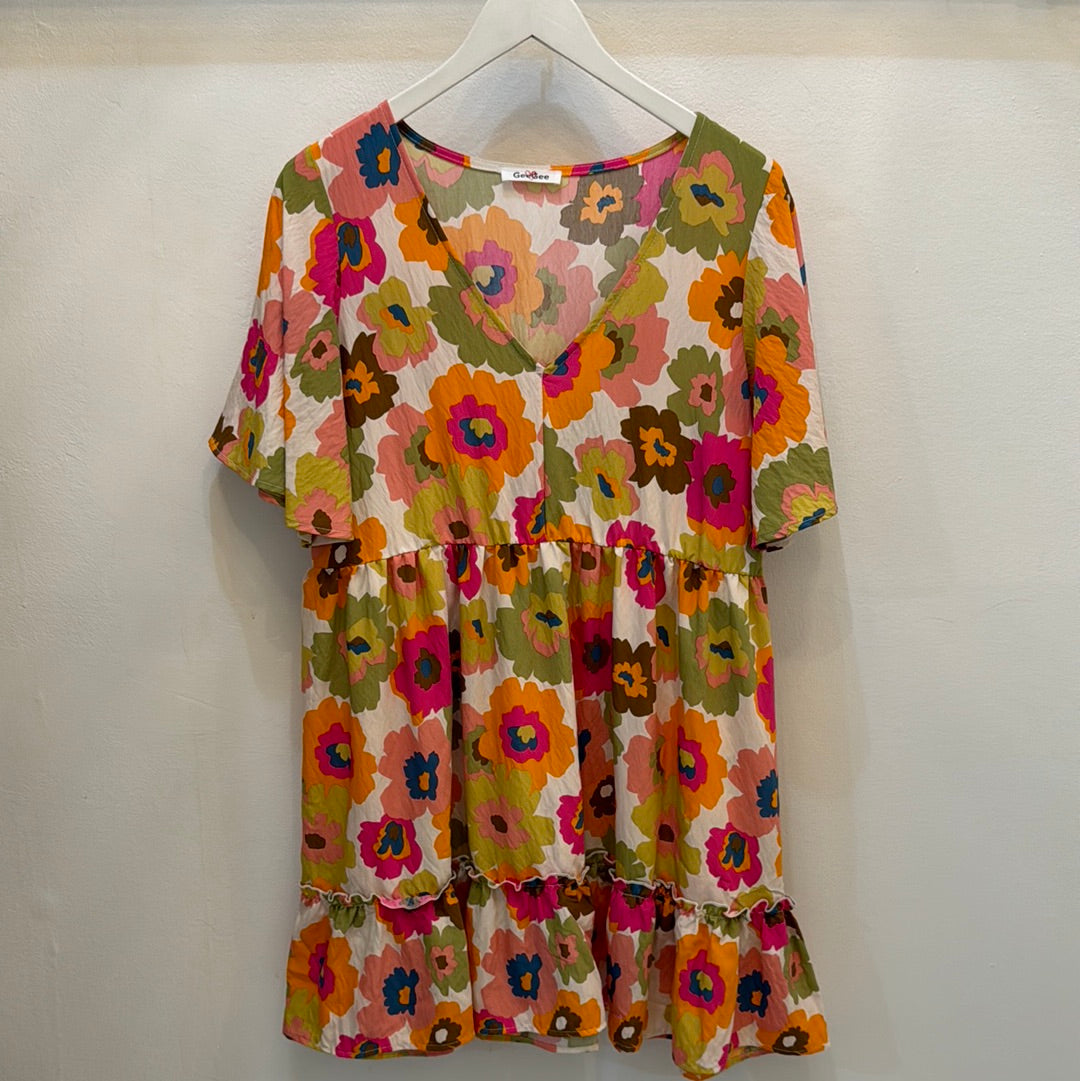 Floral V-Neck Tunic Dress