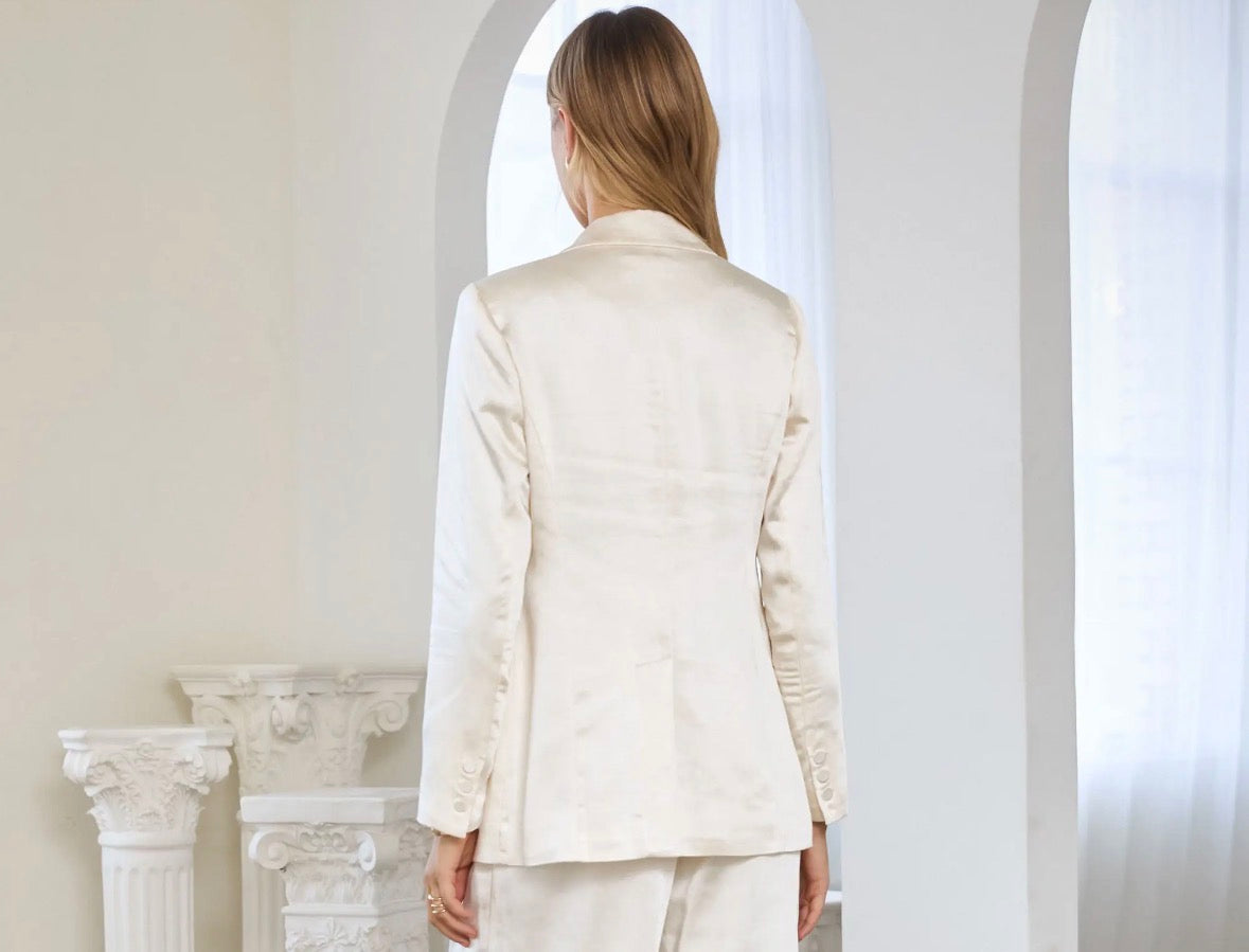 Ivory Satin Tailored Blazer