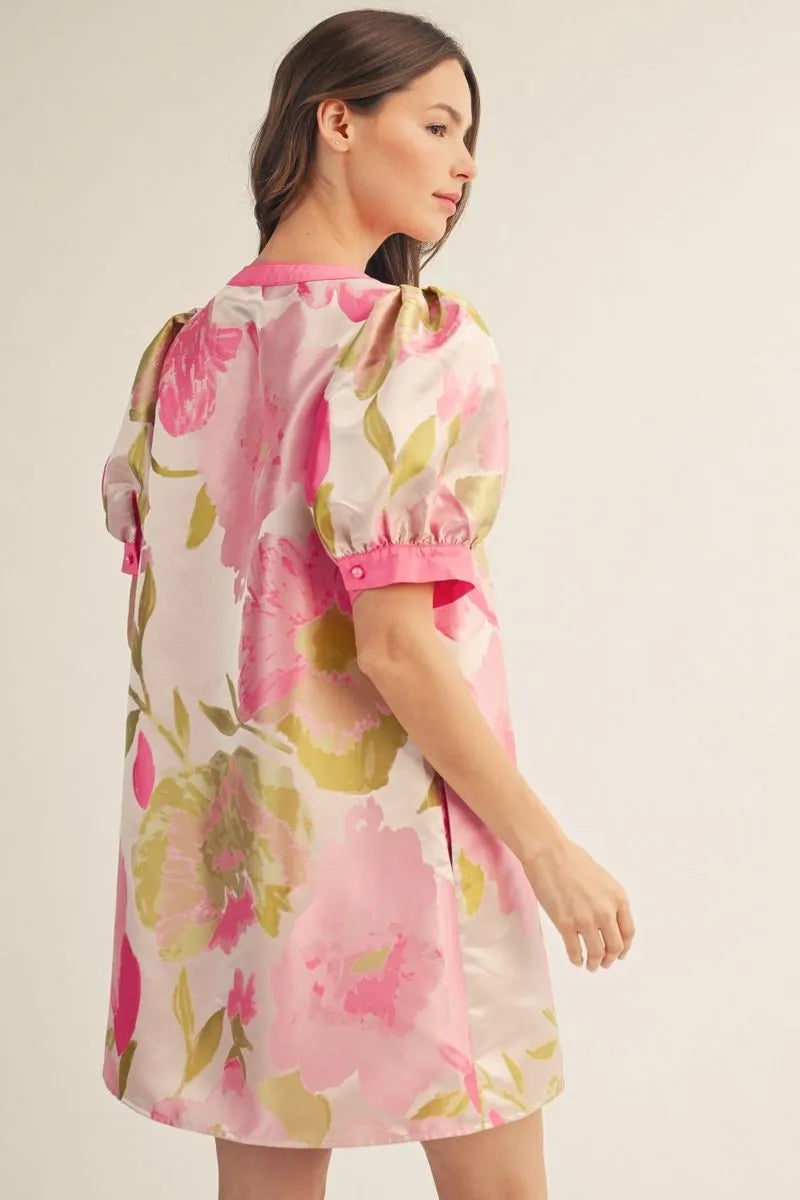 Bubble Gum Floral Jacquard Dress