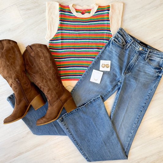 Multi Knit Striped Top