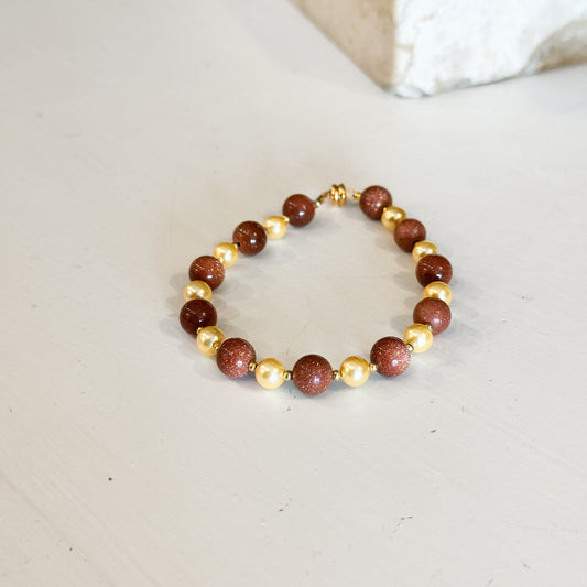 Mother of Pearl & Goldstone Bracelet