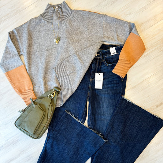 Gray & Camel Mix Sweater