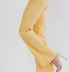 Soft Yellow High Rise Flare Jean