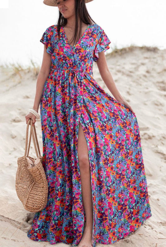 Long Split Floral Maxi