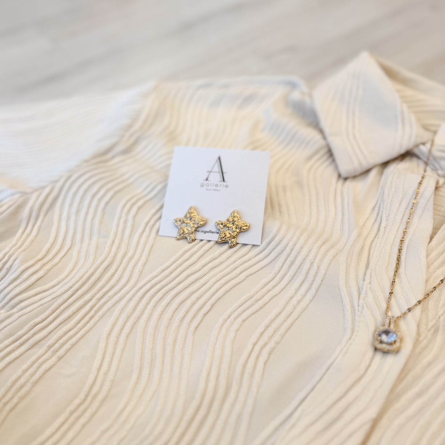 Ivory Textured Button Up