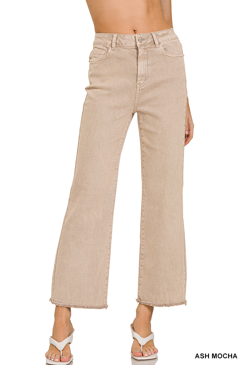 Ash Mocha Frayed Hem Bootcut Pants