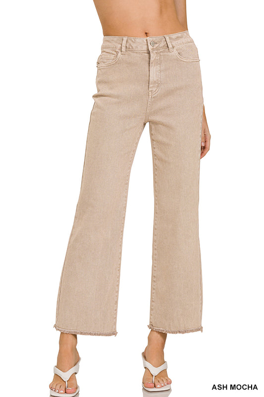 Ash Mocha Frayed Hem Bootcut Pants