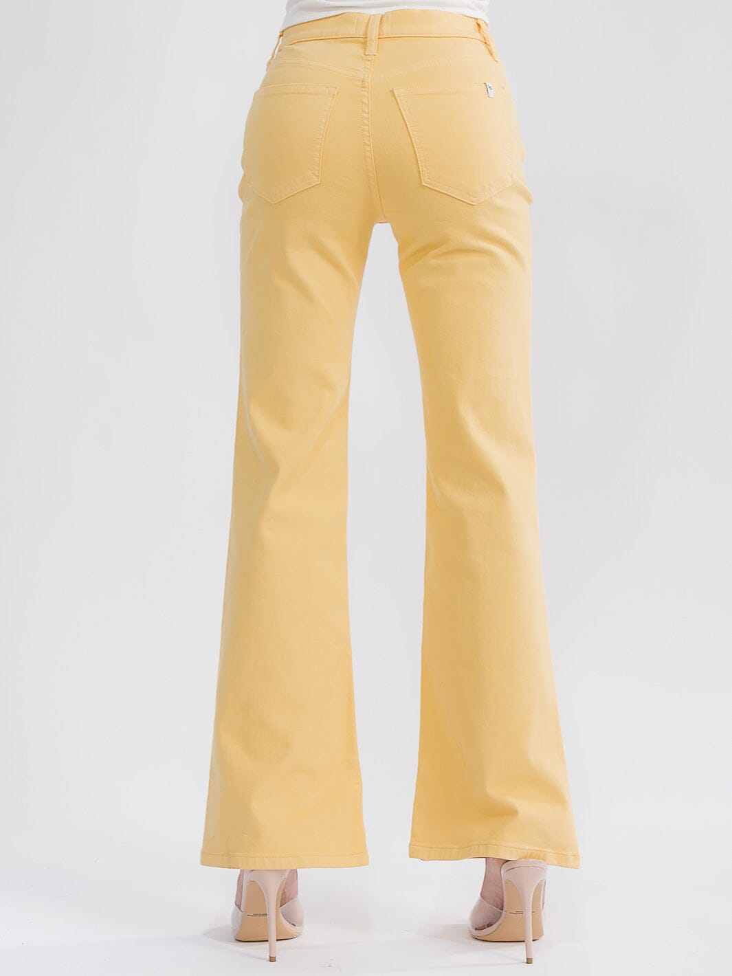 Soft Yellow High Rise Flare Jean