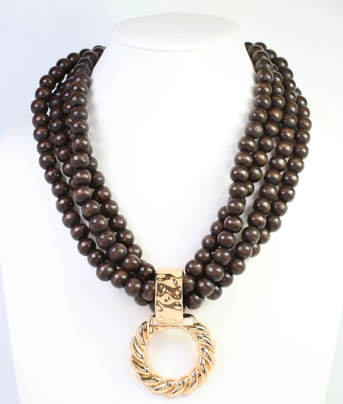 Margaux Wooden Bead Pendant Necklace