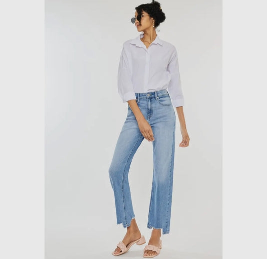 Cropped Distressed Hem Jean