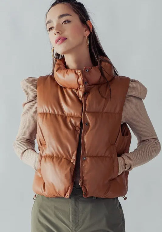 Stand Collar Cropped Puffer Vest